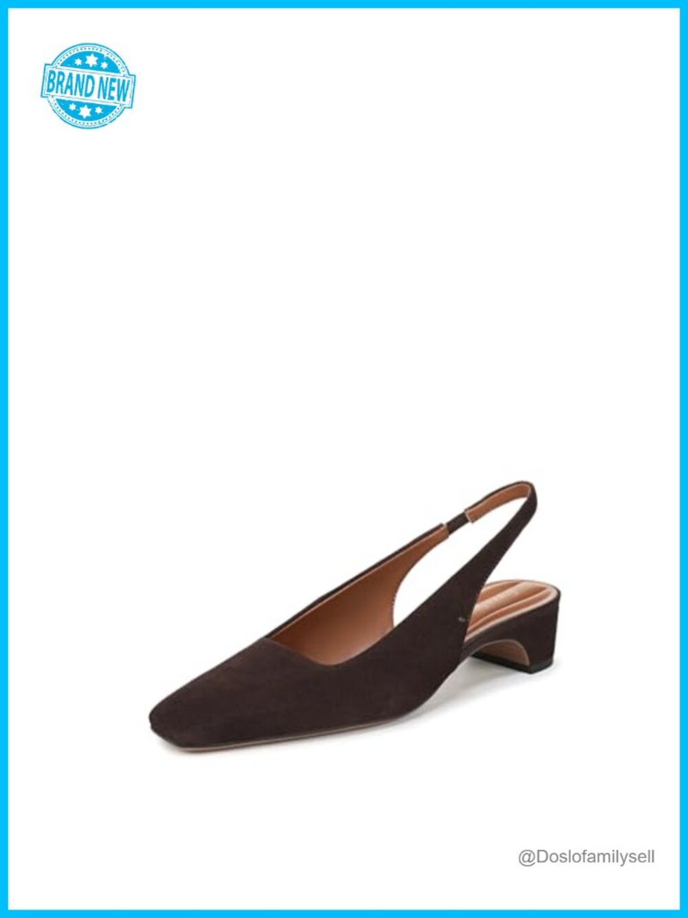 Suede Slingback Pump 1.6 Inch Block Heel Square Toe Business Casual